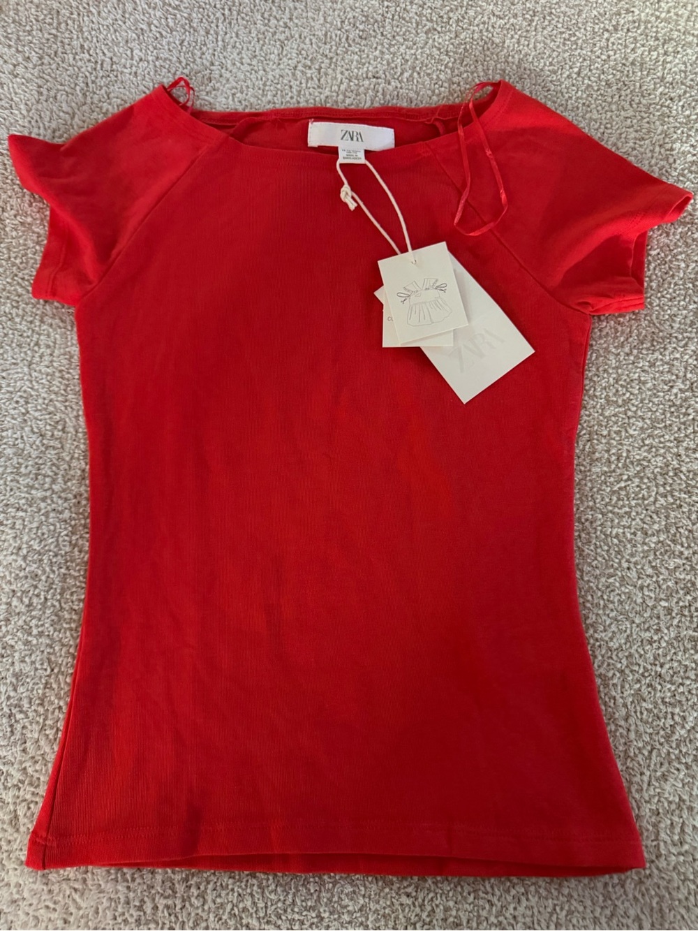 Zara Red Short Sleeve Slim Tee